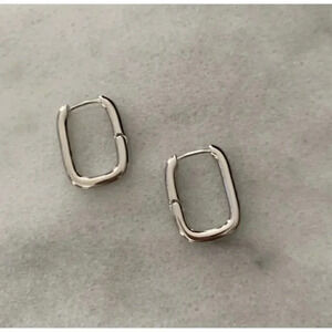 New Stock! Sterling Silver Thick Chunky Square Hoop Earrings Brand New